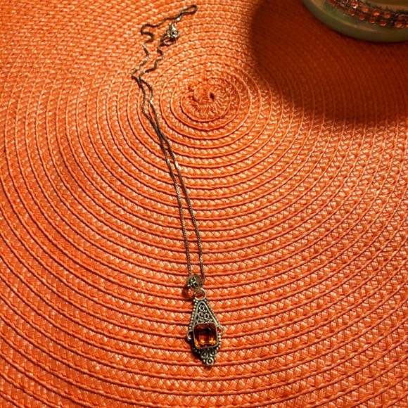 Topaz pendant rare orange color in sterling silver w/ss box chain - Picture 13 of 13